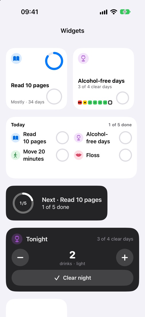 Widgets: Check in from the Home Screen, Lock Screen and Control Center.